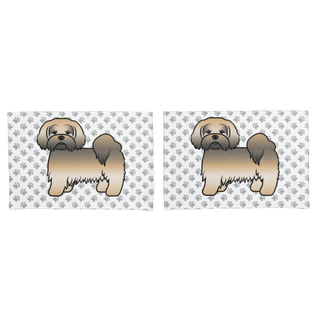 Cachorro de desenho animado fofo Lhasa Apso Sable  (Frente - conjunto)