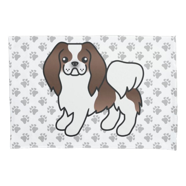 Cachorro de desenho animado japonês Chin marrom e  (Frente)