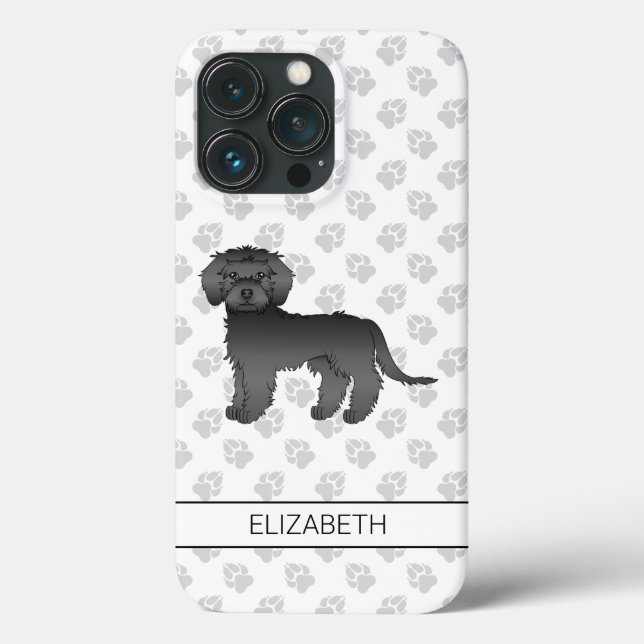 Cachorro de desenho animado preto mini Goldendoodl (Verso)