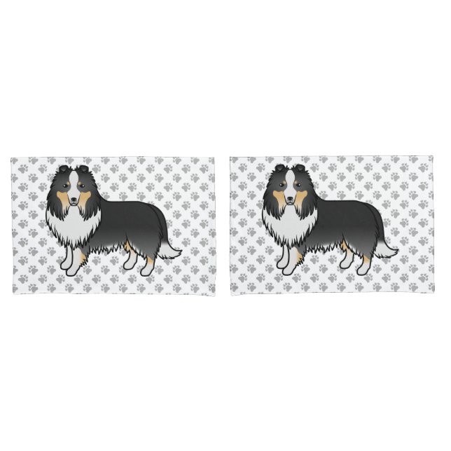 Cachorro de desenho animado Tricolor Shetland Shee (Frente - conjunto)