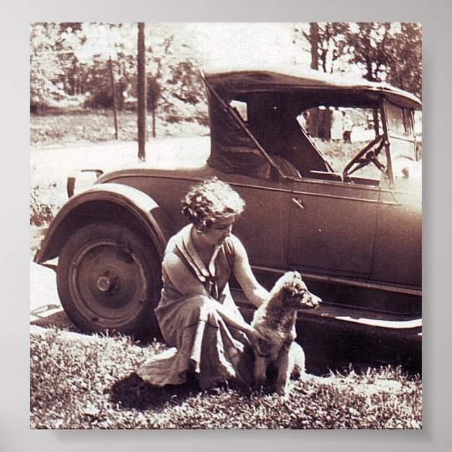 Cachorro De Mulher E Impressão De Foto De Vintage  (Frente)