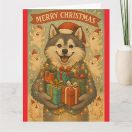"Cachorro de Natal" Cartão de Boas Festas Dobrado