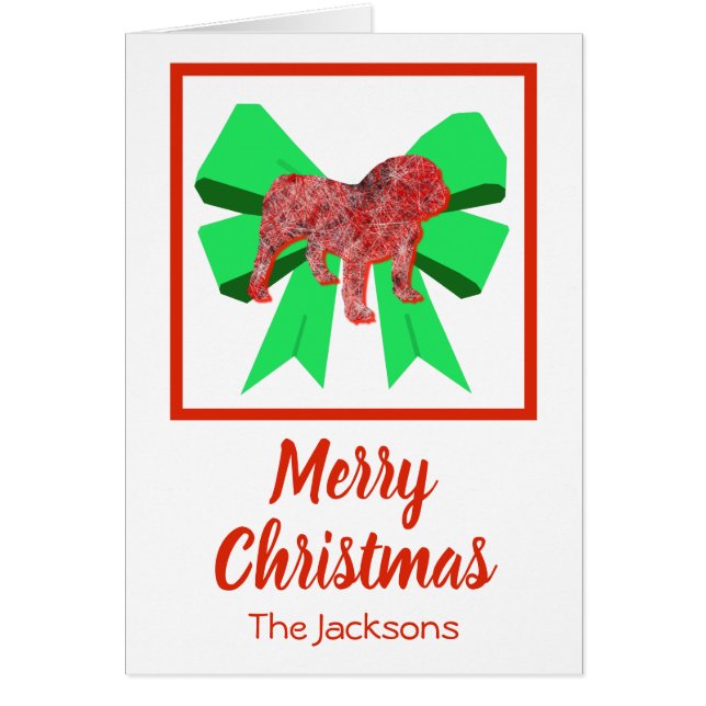 Cachorro de Natal e Cartão de Arco em inglês (Frente)