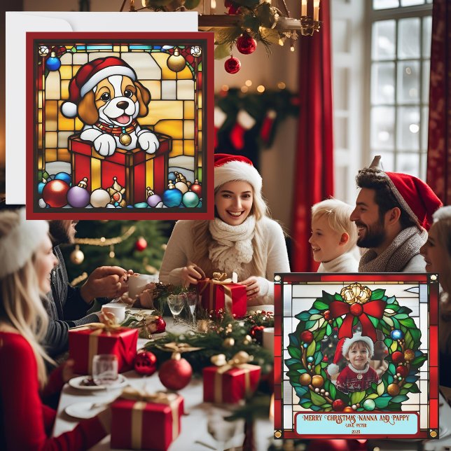 Cachorro de Natal Envolto em Falso Vidro Pintado (Criador carregado)