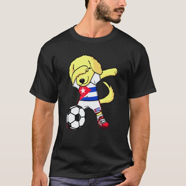 Cachorro Dourado de Cuba Fãs de Futebol Camisa F (Frente)