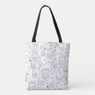 Cachorro e Tote Padrão De Gato Bonitos Desenhados