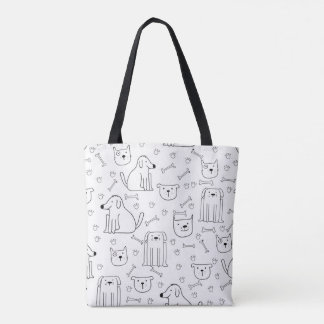 Cachorro e Tote Padrão De Gato Bonitos Desenhados