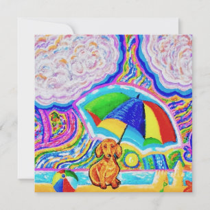 Cachorro em Um Cartão de Saudação de Praia