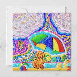 Cachorro em Um Cartão de Saudação de Praia