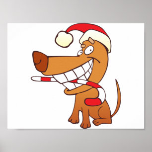 Cachorro Em Uma Poster De Papai Noel