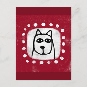Cachorro Engraçado em Cartão Postal Vermelho
