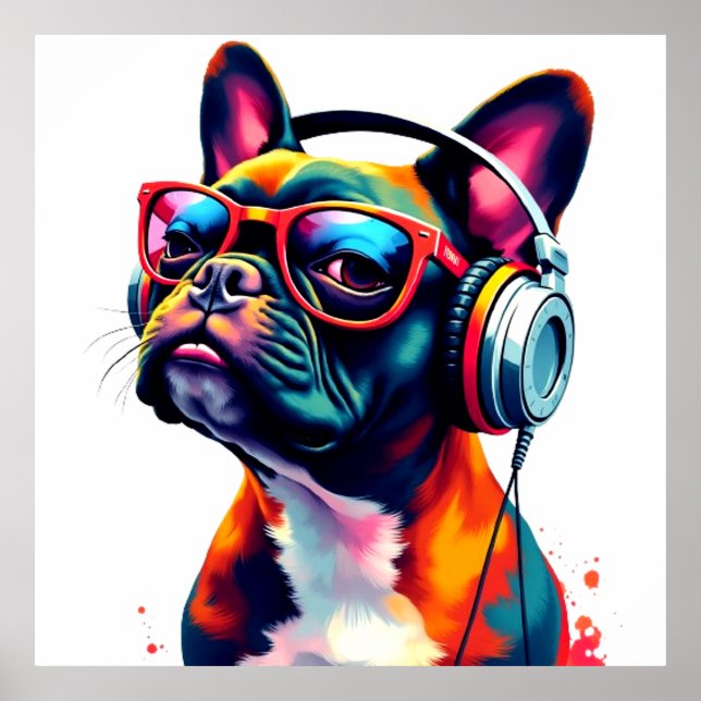 Cachorro Engraçado Vestindo Óculos Poster (Frente)