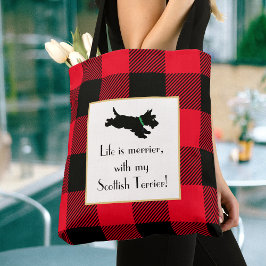 Cachorro escocês Buffalo Xadrez Red Tote Bag