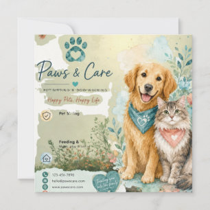 Cachorro Fofo e Cartão Plano de Babá de Gatos e Ca