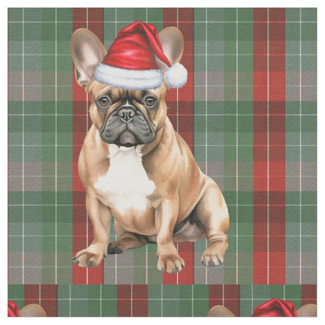 Cachorro Francês com um Tecido Xadrez Vermelho e V (Detalhe)