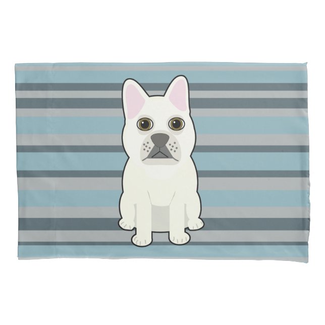 Cachorro francês fofo listrado azul (Frente)