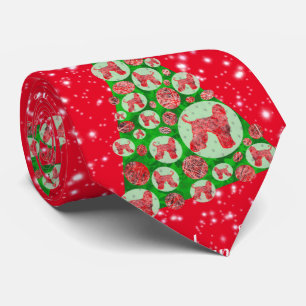 Cachorro Galgo Afegão Árvore de Natal Gravata Verm