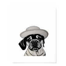 Cachorro-Garota Vestindo Impressão Preto e Branco