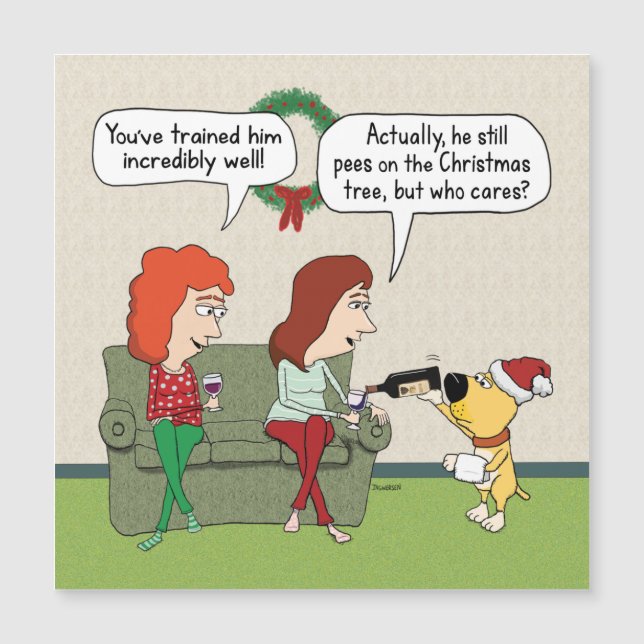 Cachorro giro e engraçado servindo vinho no Natal (Frente)