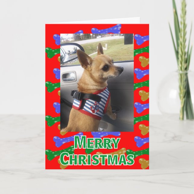 Cachorro Glittery Bones Qualquer Cartão De Natal F (Frente)