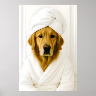 Cachorro Golden Retriever Engraçado Impressão Banh