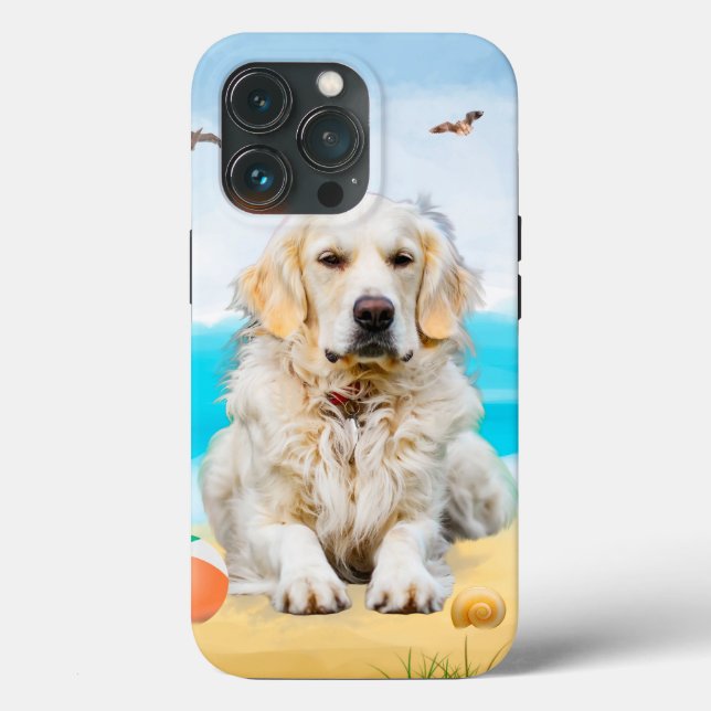 Cachorro Golden Retriever na Praia (Verso)