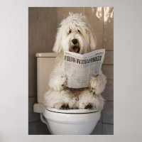 Cachorro Inglês Antigo Engraçado Impressão Banheir