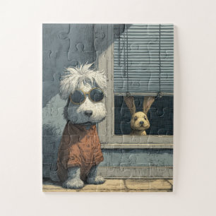 Cachorro legal e Quebra-cabeça de Bunny Jigsen Cur