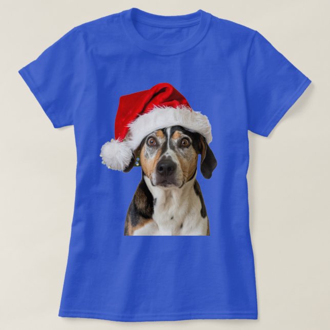 Cachorro Natal Engraçado Xmas Vestindo camiseta Sa (Frente do Design)