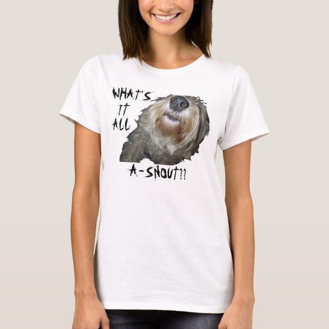 Cachorro "O QUE É TUDO UM NEVE?" Camisas (Frente)