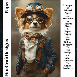Cachorro Papillon Steampunk Vitoriano Papel Craft
