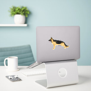 Cachorro Pastor Alemão Ilustração Lateral Adesivo