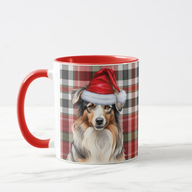 Cachorro-pastor australiano e caneca de Natal Xadr (Esquerda)
