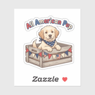 Cachorro Patriótico Americano Adesivo 4 de Julho