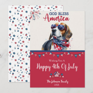 Cachorro Patriótico - Beagle Cartão de 4 de Julho
