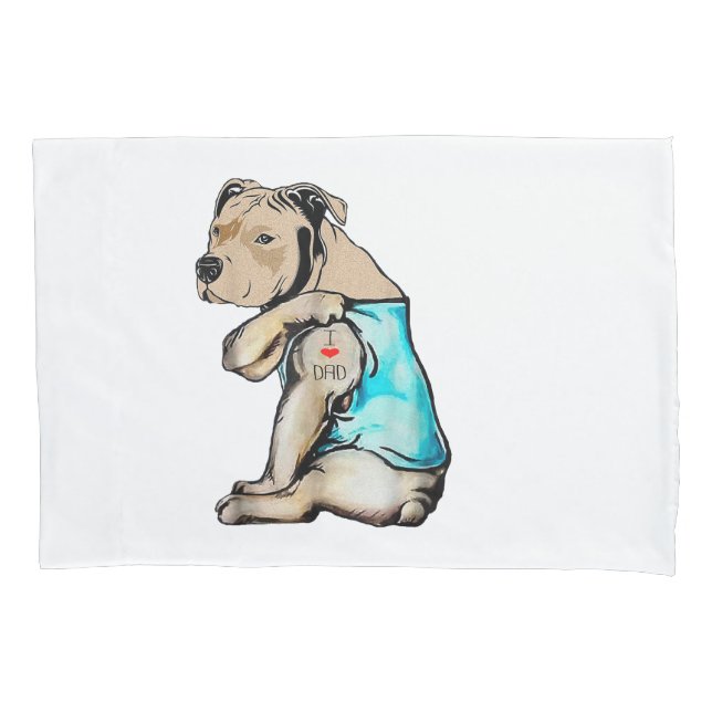 Cachorro Pitbull Eu Adoro Pai Tatuando Família Eng (Frente)