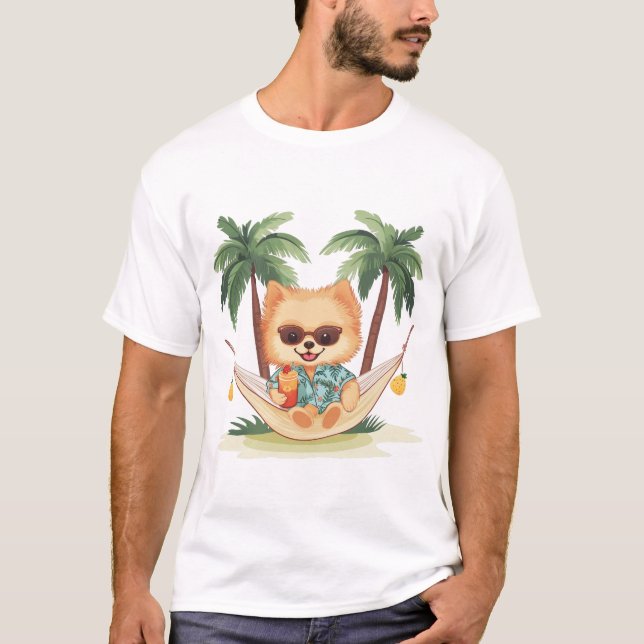 Cachorro Pomerano Em Camisa Hammock Havaiana (Frente)