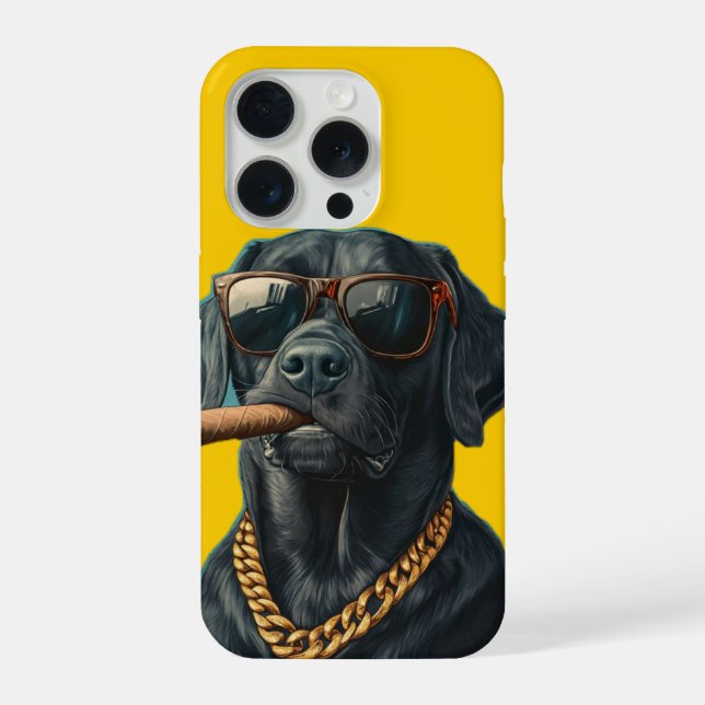 Cachorro preto durão com charuto e corrente de our (Verso)