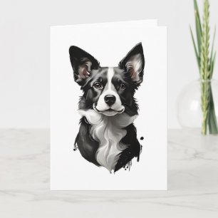 Cachorro Preto e Branco Fofo Cachorrinho Cartão de