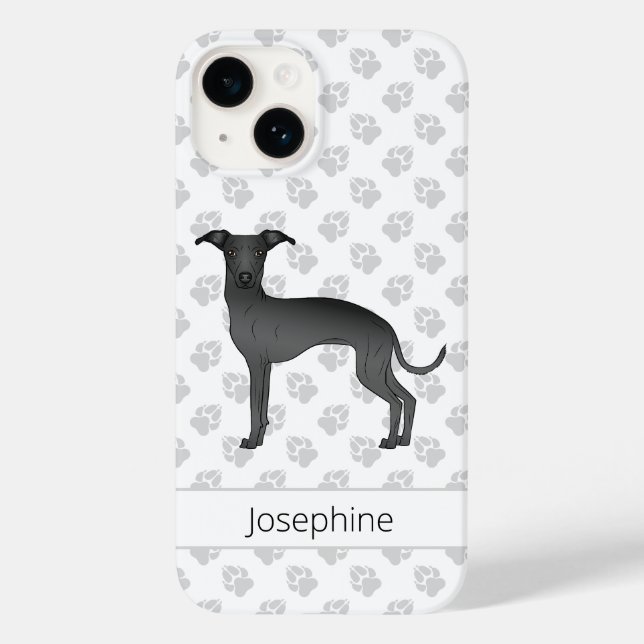 Cachorro Preto Italiano Greyhound Fofo Com Nome Pe (Verso)