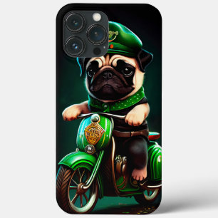 Cachorro Pug Dirigindo Bicicleta Dia de São Patríc