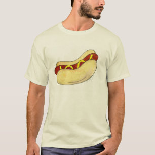 Cachorro quente com mostarda na Camiseta de galinh