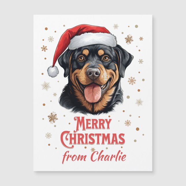 Cachorro Rottweiler Personalizado Feliz Natal (Frente)