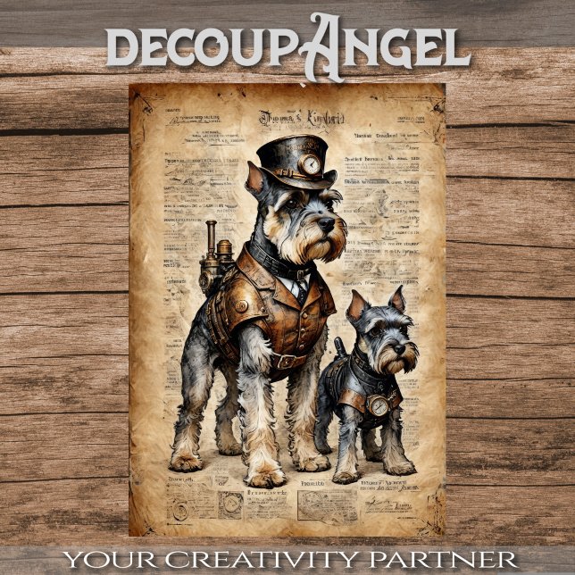 Cachorro Schnautzer Explorador Ephemera Decoupage  (Criador carregado)