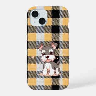 Cachorro Schnauzer Fofo Xadrez Amarelo