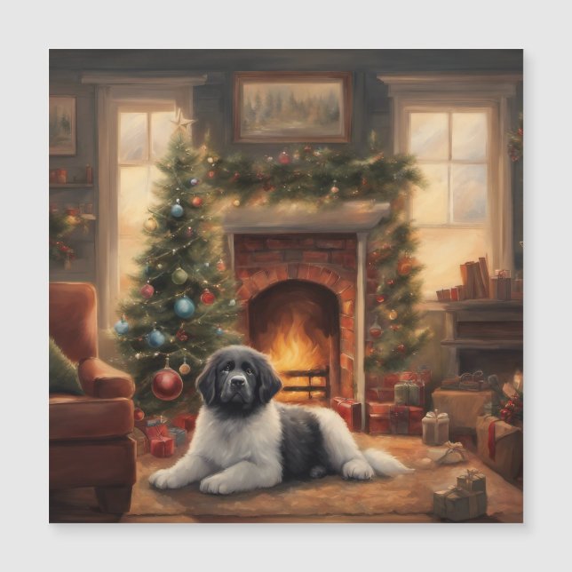 Cachorro Sentado em Frente a uma Árvore de Natal (Frente)