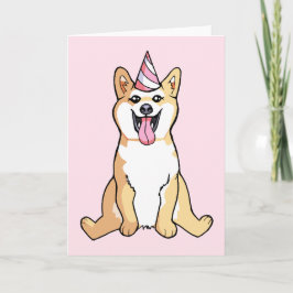 Cachorro Shiba Inu Desenhando Feliz Cartão de Aniv
