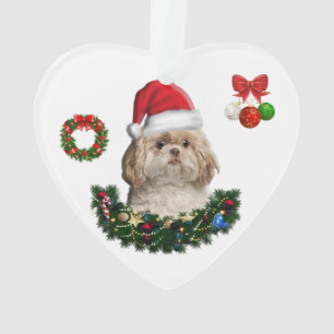 Cachorro Shih-Tzu Itens de Natal Enfeite