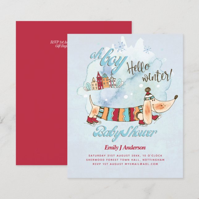 Cachorro Themed Chá de fraldas Dachshund Natal (Frente/Verso)