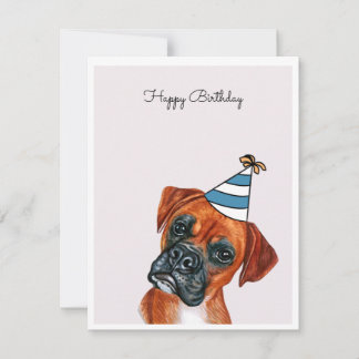 Cachorro vermelho com placa de chapéu de festa
